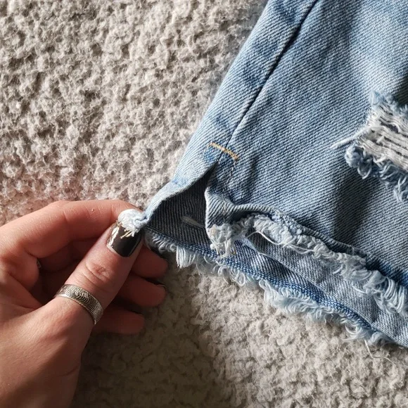 KanCan High-Rise Distressed Denim Cut Off Jean Shorts - Picture 3 of 10